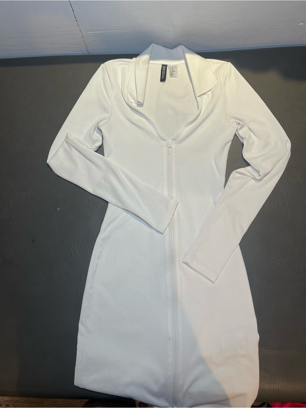 Ribbed White Long Sleeve Dress